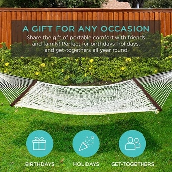 2 person woven cotton rope lay flat double hammock