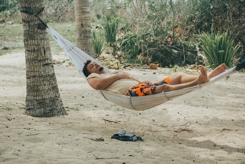 healthy sleeping position of a hammock with elevated head