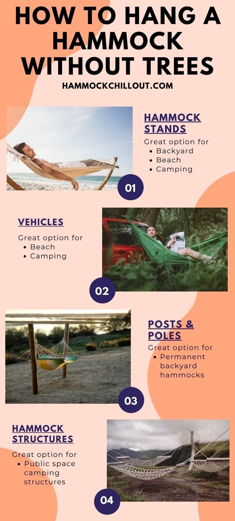 Ways to hang a hammock without trees infographic